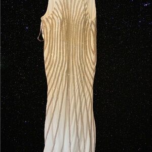 Jovani Gold and White Prom Dress